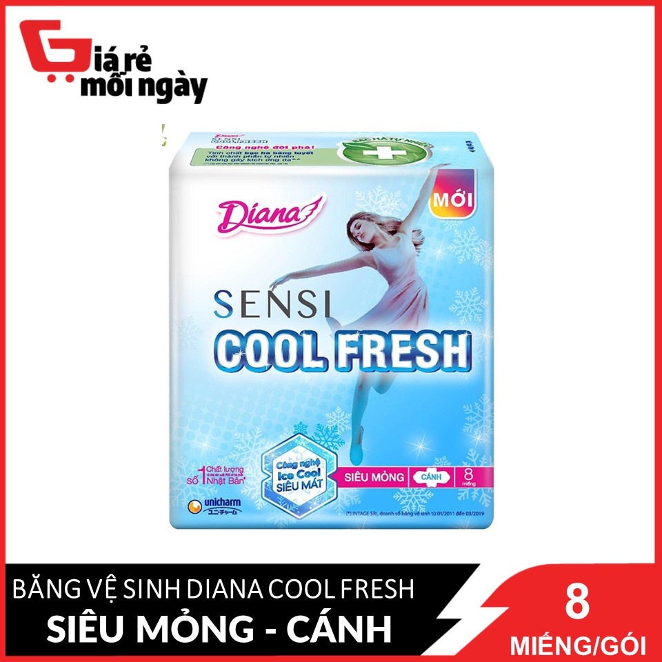 Băng vệ sinh Diana Sensi Cool Fresh siêu mỏng cánh 8 miếng/gói