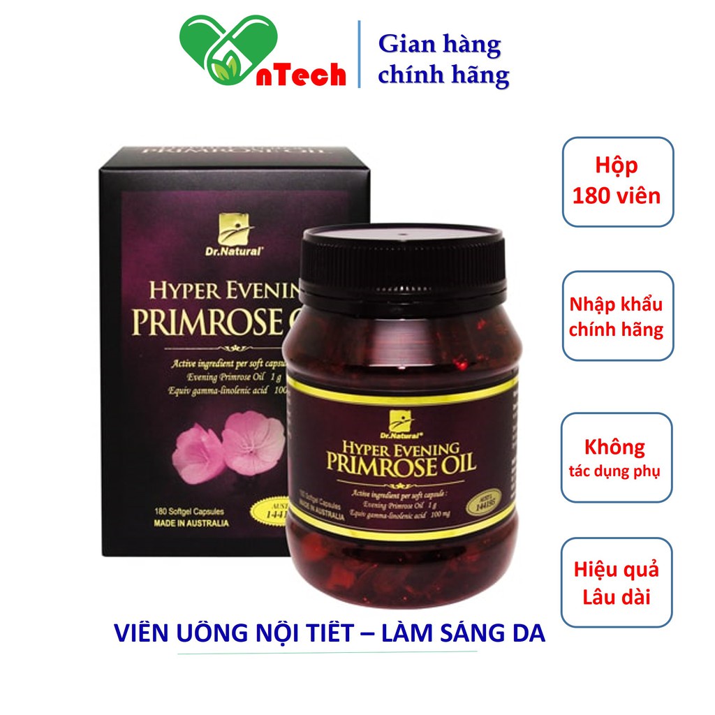 Tinh dầu hoa anh thảo Dr.Natural Hyper Evening Primrose Oil Bổ sung nội tiết tố giúp trắng da mờ nám hộp 180 viên