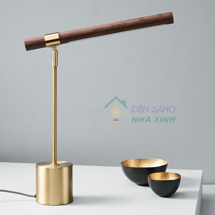 Đèn ngủ để bàn B128 vân gỗ, thiết kế phong cách Bắc Âu, trang trí phòng học, phòng khách, phòng ngủ, bàn làm việc