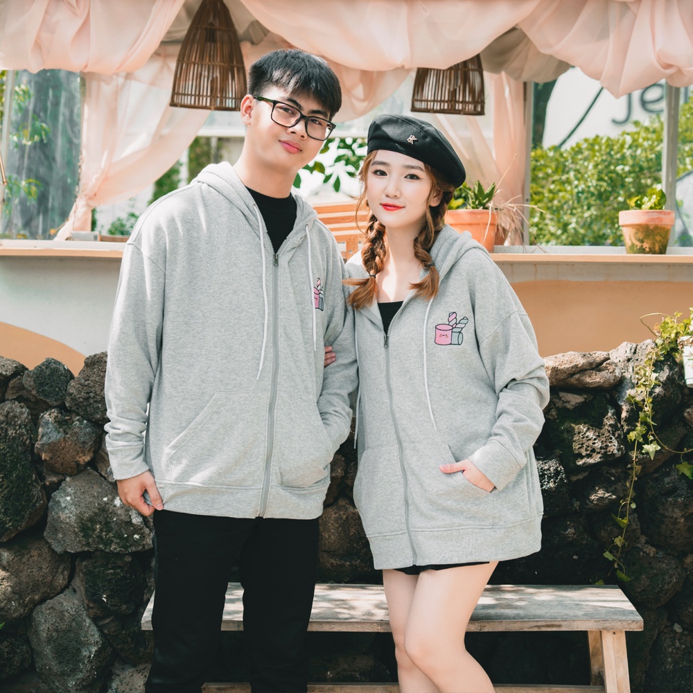 - Áo khoác sweater nam nữ tay dài form rộng màu xám cao cấp PNICE.