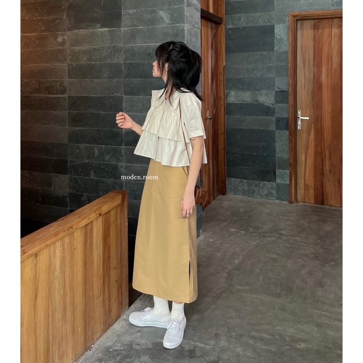 Áo linen cúc hoa 2 tầng Tapi-top