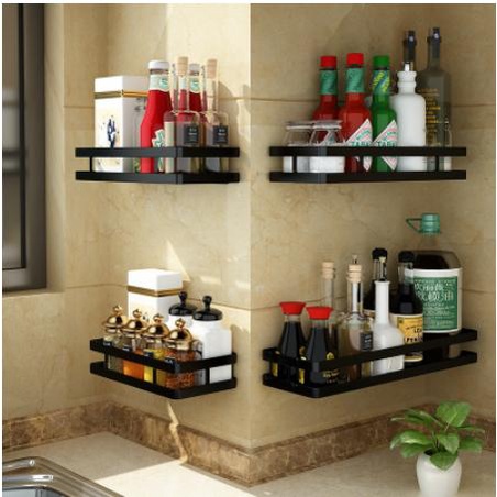 Kệ để gia vị 1 tầng đen tabi dán tường nhà bếp không khoan đục