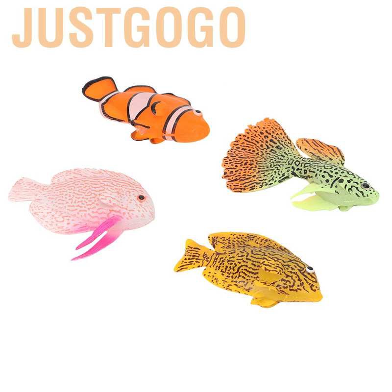 Set 4 Cá Giả Trang Trí Bể Cá Bằng Silicon