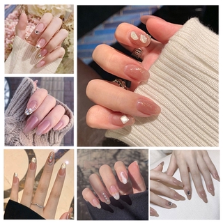 ✨✨ Bộ 24 Móng Tay Giả Đính Kim Cương Màu Đỏ Rượu Vang Thân Thiện Với Môi Trường Chống Nước Lâu Trôi Có Thể Tháo Rời z001-016
