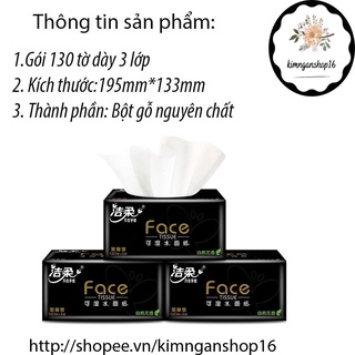 Khăn giấy khô, giấy ăn, giấy lau Face rút đen - thùng 18 gói size M