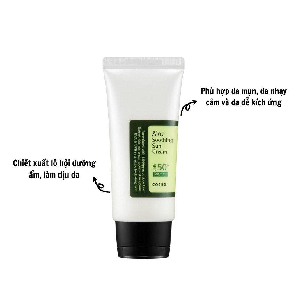 Kem chống nắng chiết xuất lô hội xoa dịu da COSRX SPF50 PA+++ 50ml