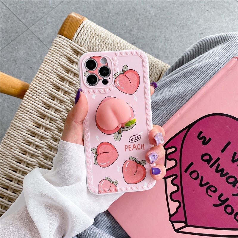 Ốp Điện Thoại Silicon Họa Tiết Quả Đào Bóp Mềm Cho iPhone 12 mini Op Peach 11 Pro Max 7 8 plus X XR XS Max SE 2020