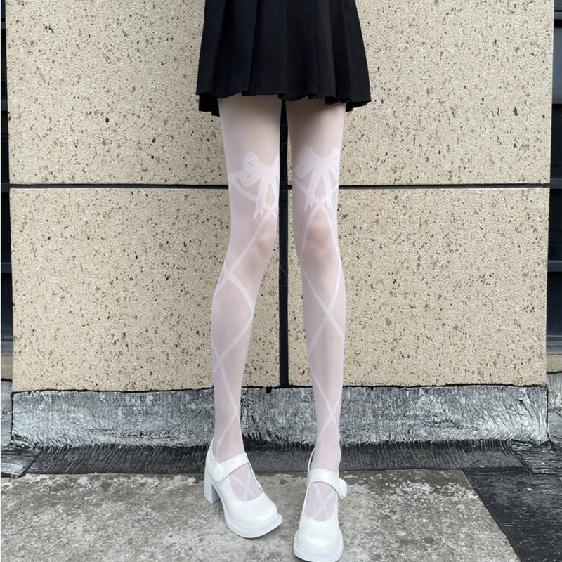 Quần tất dây đan chéo trong suốt phong cách gothic punk Lolita mùa hè cho nữ