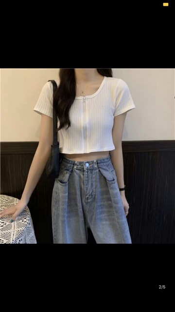 Áo croptop dây kéo cao cấp. | BigBuy360 - bigbuy360.vn