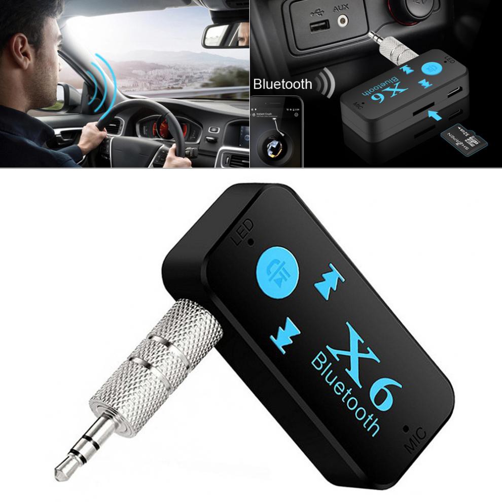 kết nối Bluetooth, Thiết bị kết nối Bluetooth X6 Cho Xe Hơi- Loa- Amply- Hỗ Trợ Chơi Nhạc Trên Thẻ Nhớ- Có Mic Thoại