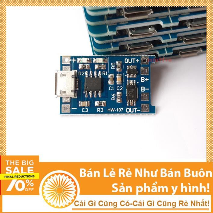 Mạch Sạc 18650 IC TP4056 Cổng MicroUSB (Có Bảo Vệ)