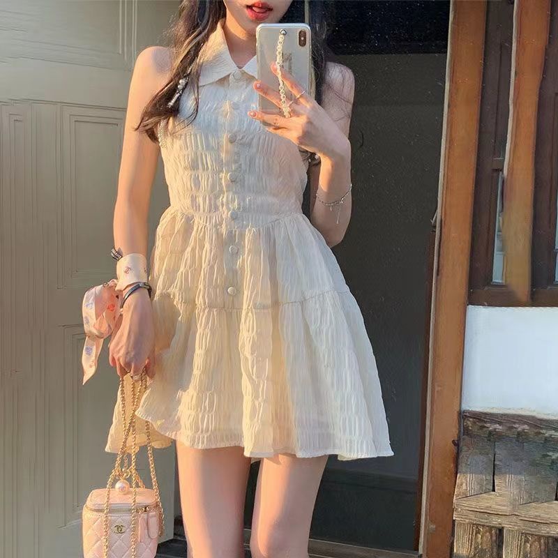 Đầm Ngắn Cổ Polo Hở Lưng Dáng Ôm Thời Trang Mùa Hè 2022 Dành Cho Bạn Nữ