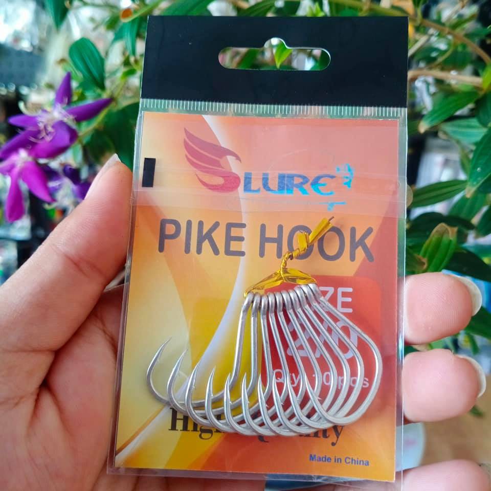 Lưỡi câu cá Pike Hook Slure, lưỡi thép carbon cao, cứng, sắc, chống rỉ cao, lưỡi câu jig, lưỡi câu ngâm