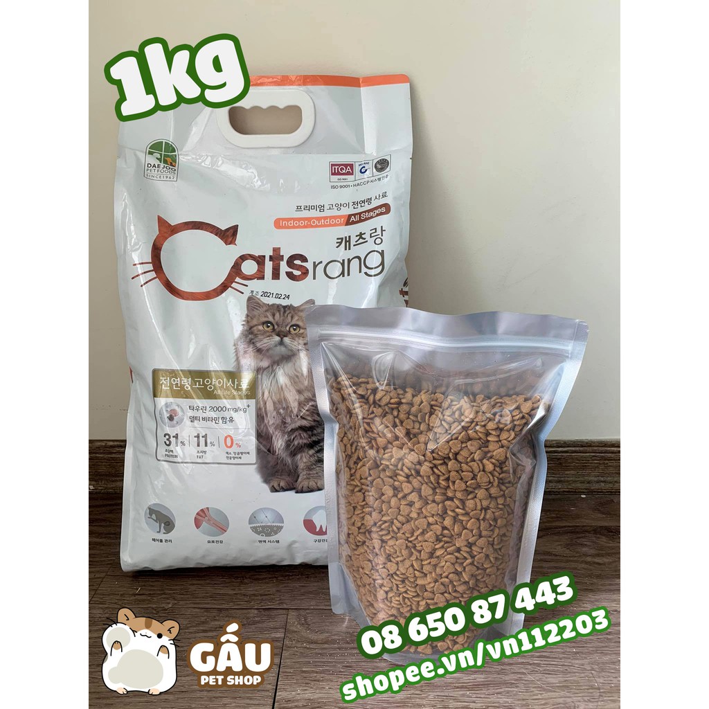 Hạt Catsrang Hàn Quốc cho mèo - Túi Zip 1kg