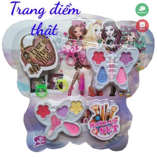 [Trang điểm thật] Vỉ đồ chơi phấn trang điểm 2 khây + son + nhẵn + cột tóc y hình cho bé789A1 789A1