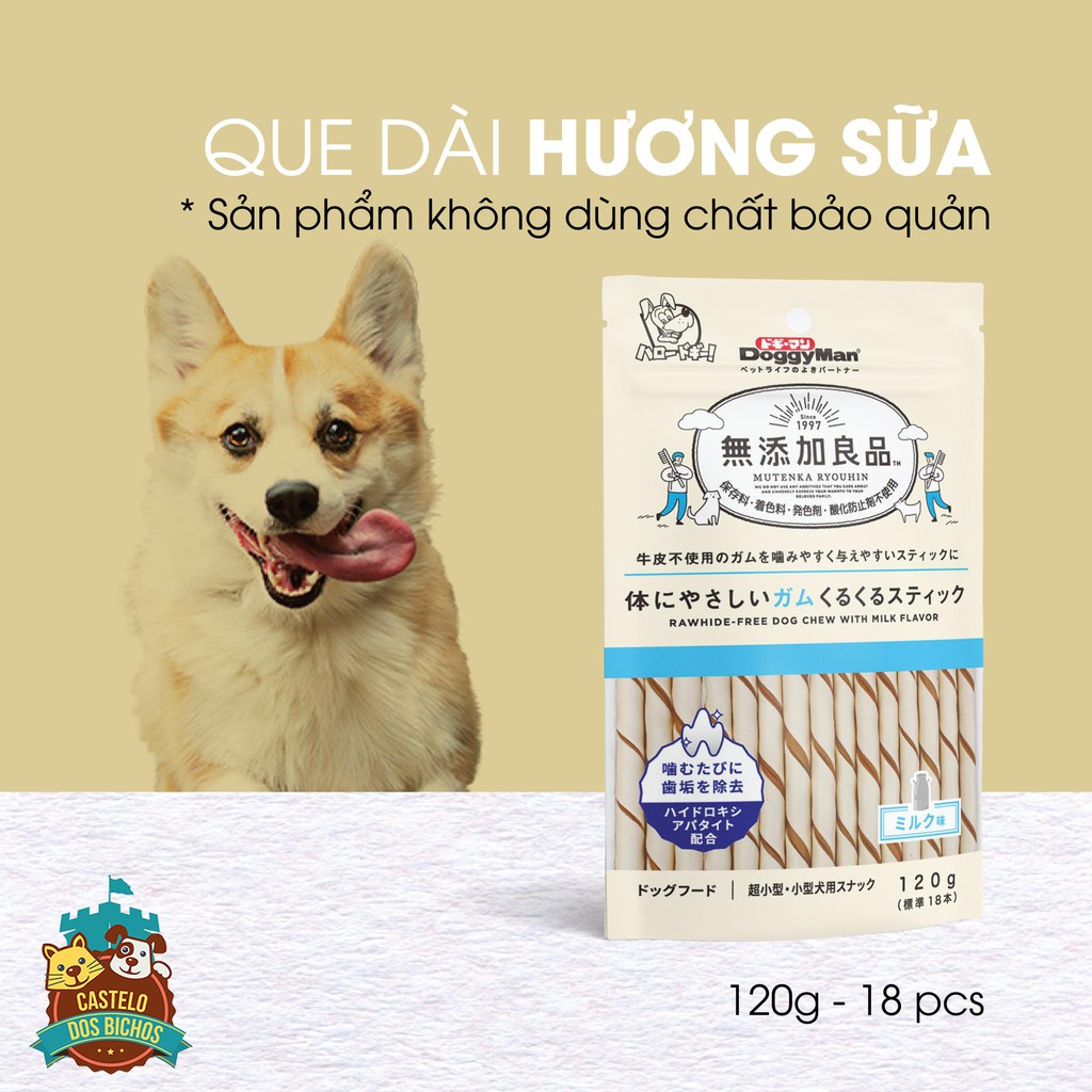 THỨC ĂN CHO CHÓ -Que gặm hương sữa, 2 loại ngắn và dài 120g Doggyman 82399