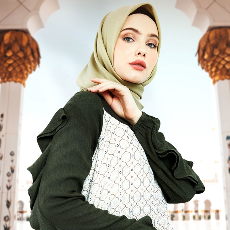 Khăn Choàng Chiffon Dài In Họa Tiết Màu Nhuộm Đính Ngọc Trai Giả