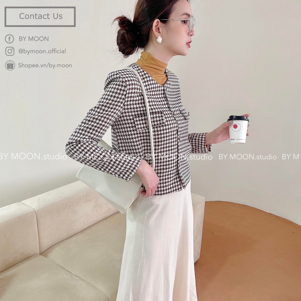 Áo khoác dạ Tweed nữ mỏng thời trang thiết kế ảnh thật BY MOON - AK002 | BigBuy360 - bigbuy360.vn