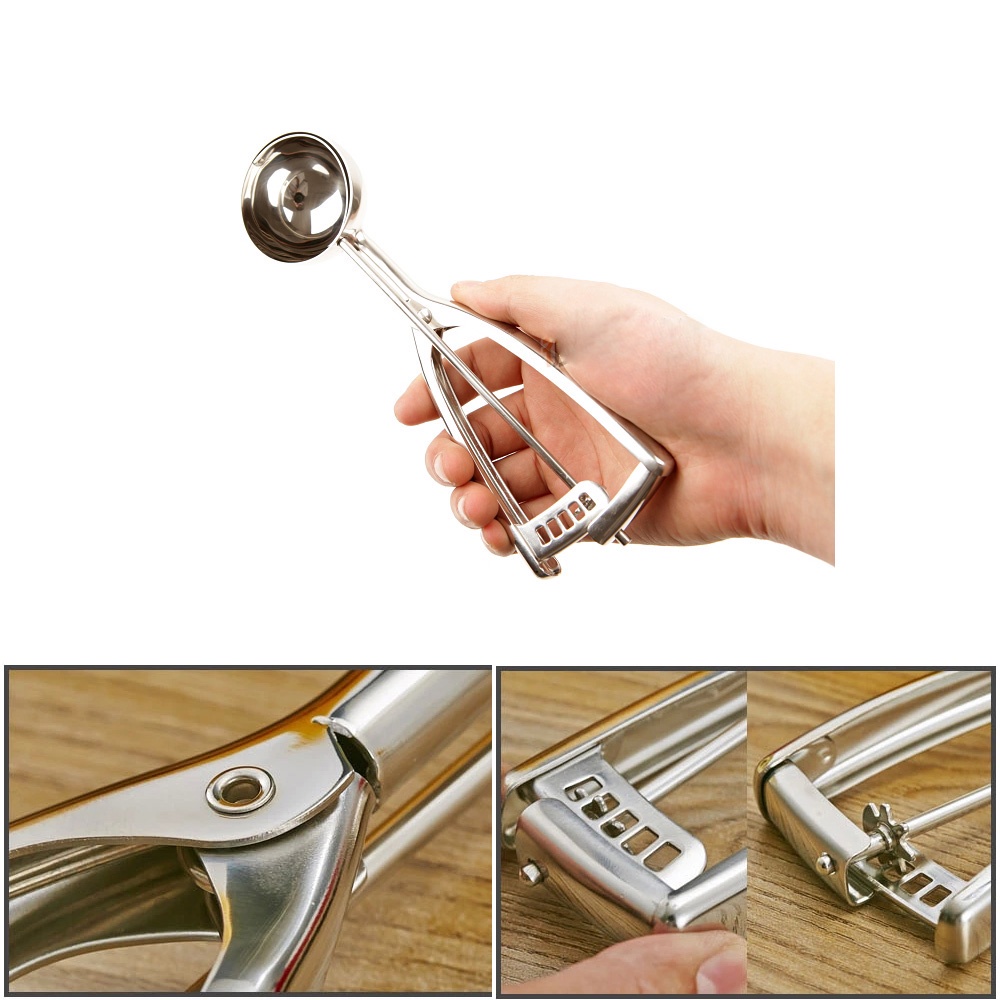 Bigbox Stainless Steel Ice Cream Scoop Spoon Spring Handle Masher Cookie Scoop New DEY