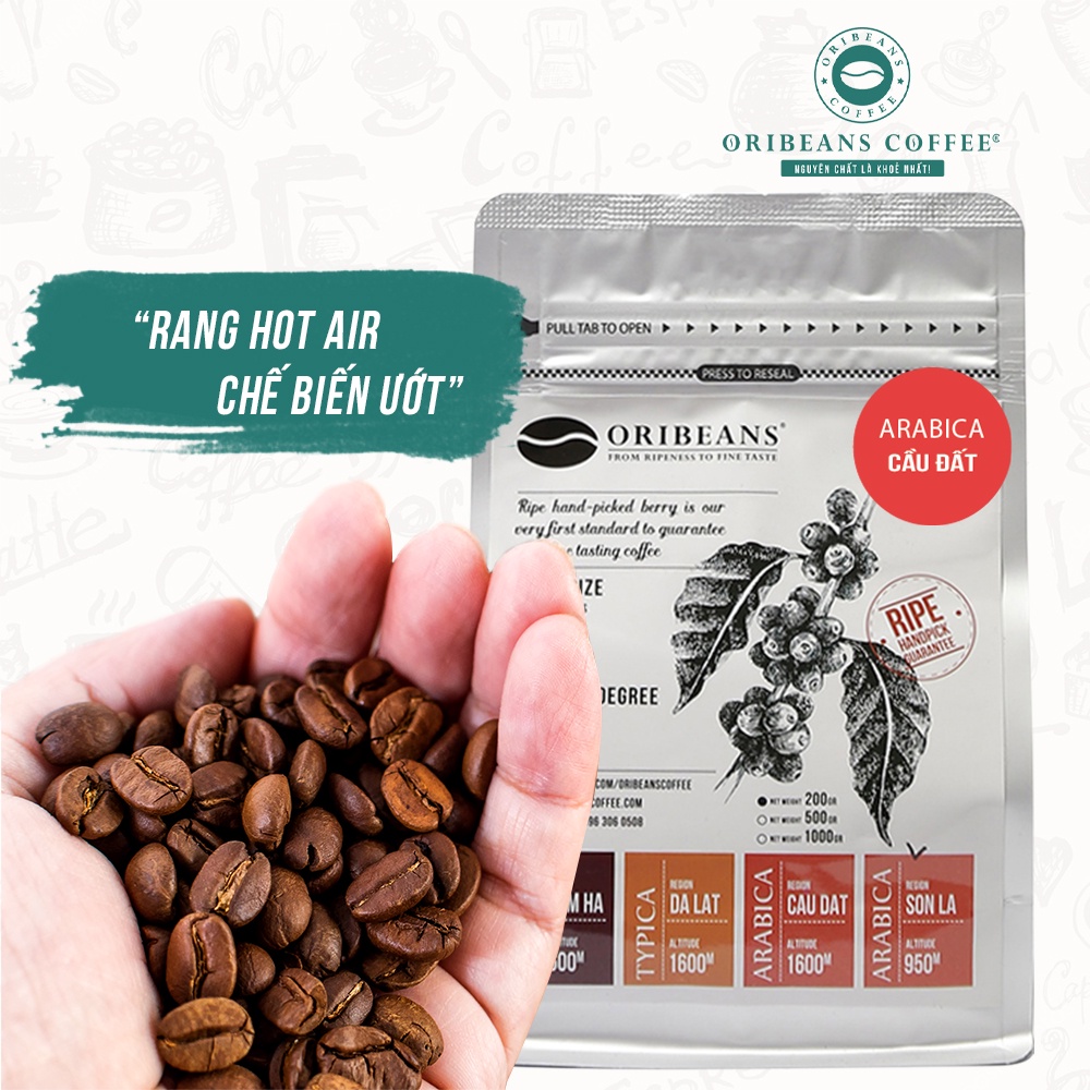 Cà phê Arabica Cầu Đất nguyên chất rang xay chuẩn 100% hương quả ngọt chua thanh vị cam từ ORIBEANS Coffee | BigBuy360 - bigbuy360.vn