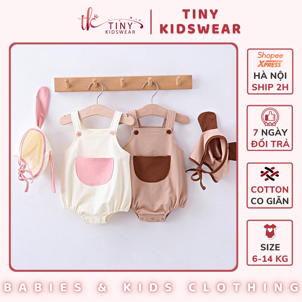 Body Chip Bé Trai Bé Gái, Bộ Áo Liền Quần Hình Thú Tặng Kèm Mũ Tai Thỏ Cho Bé Từ 6-14kg [GB19]