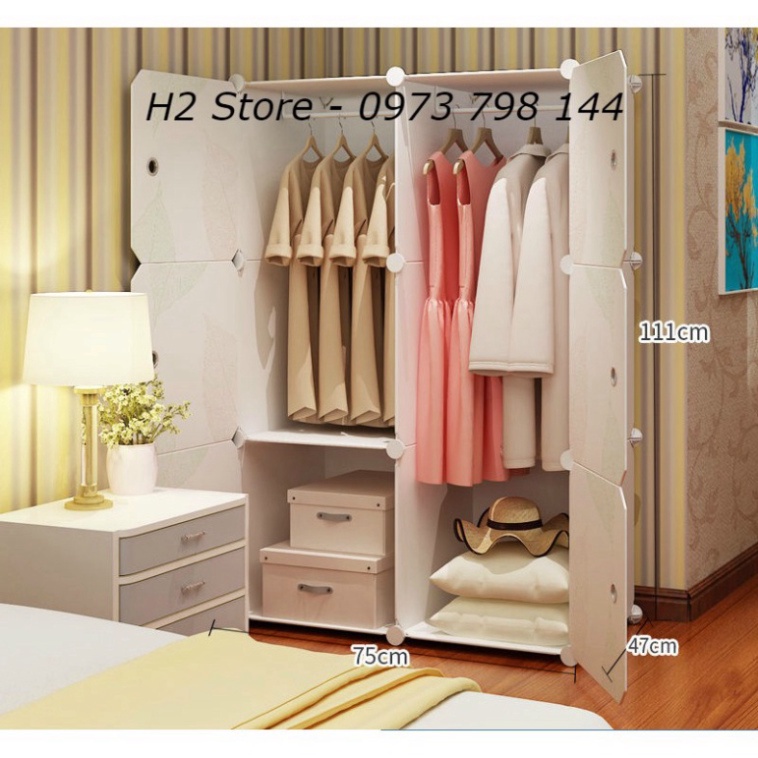 TỦ NHỰA ĐA NĂNG ĐỂ QUẦN ÁO THÔNG MINH 6 Ô MÀU TRẮNG ĐỤC sâu 37cm
