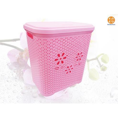 Giỏ đựng đồ có nắp hoa Việt Nhật - vật dụng sắp xếp đa năng