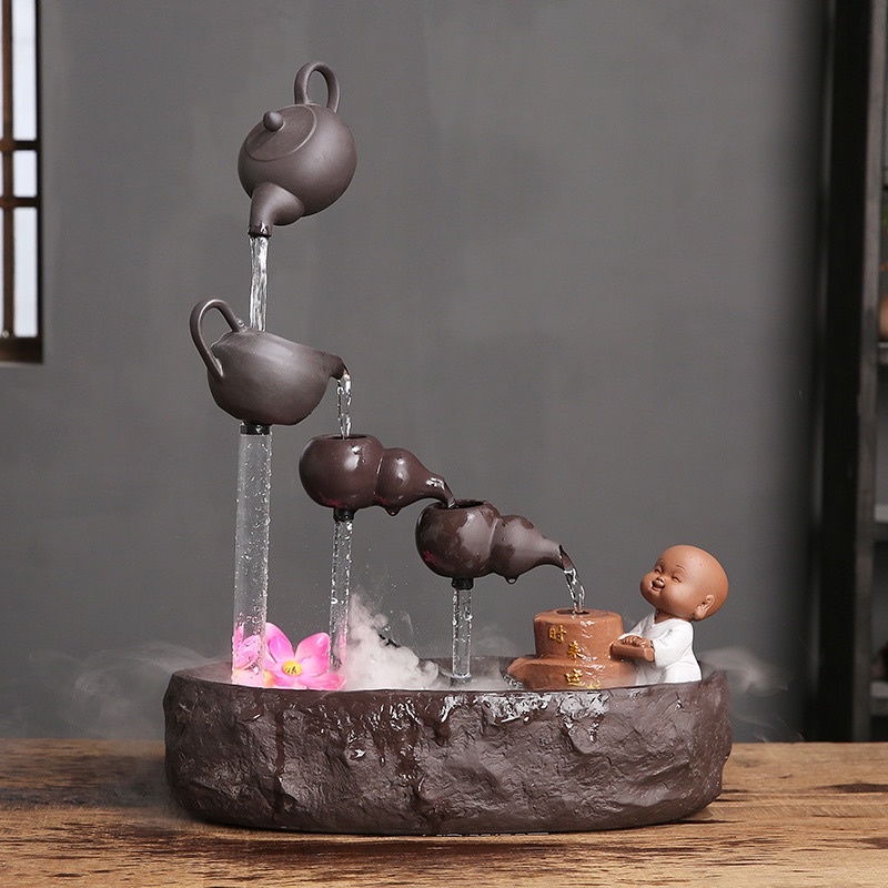 Thác nước phong thuỷ sáng tạo ấm lơ lửng chảy tuần hoàn