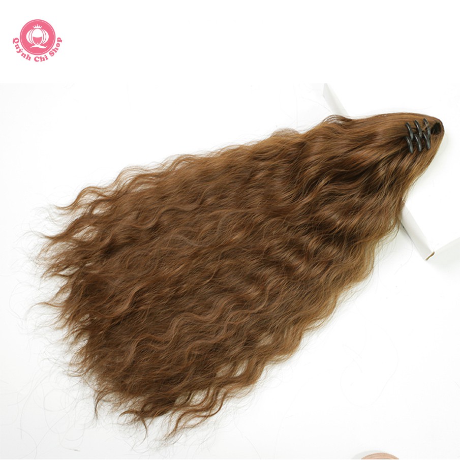 Tóc giả ngoặm đuôi xoăn xù CAO CẤP dài 60cm nhiều màu, kẹp 3 càng mới dành cho tóc mỏng, tóc ngắn