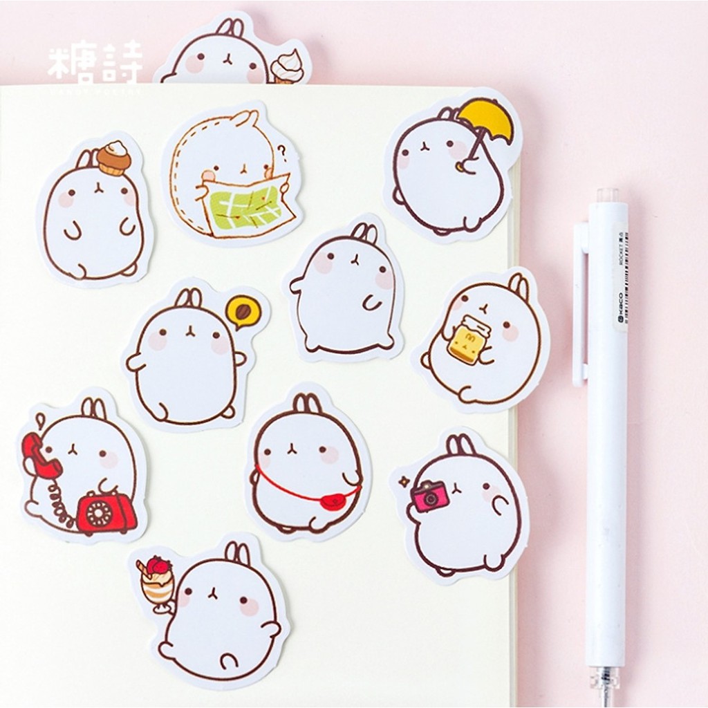 Hộp 45 miếng dán sticker trang trí Molang