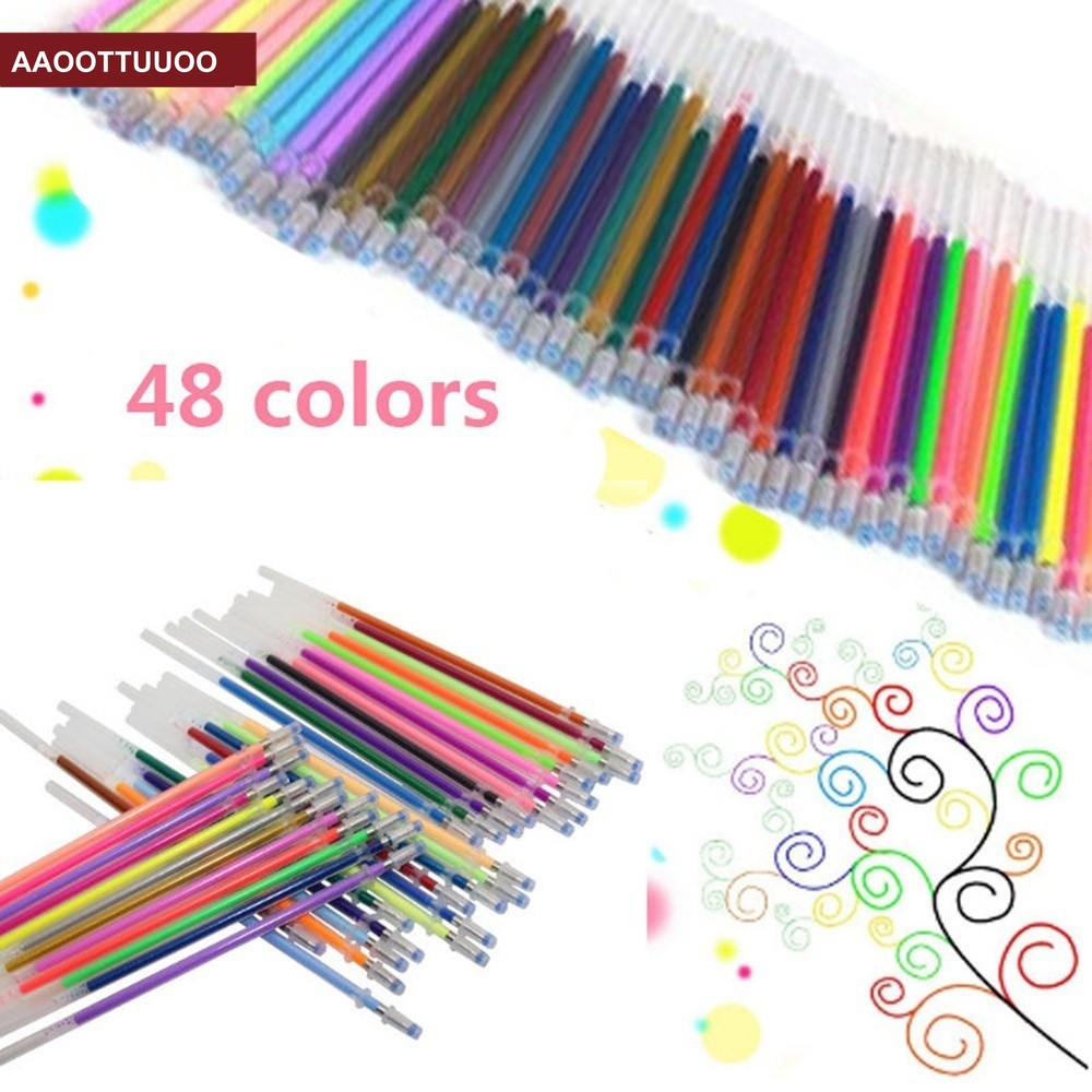 48 Lõi bút gel màu dạ quang dùng thay thế để vẽ tranh/ trang trí thủ công