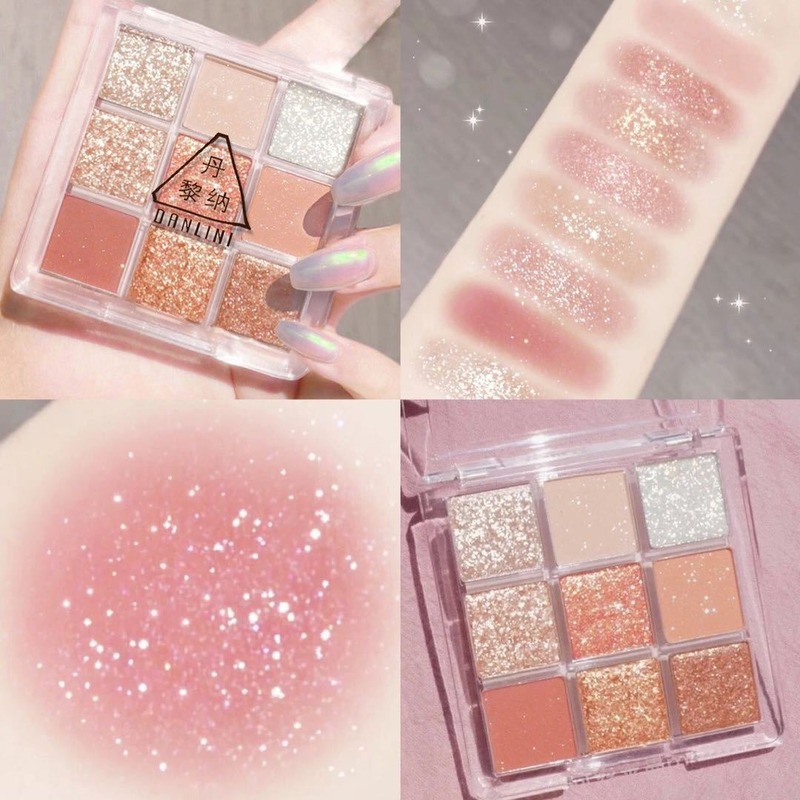 【Hot new products】pearlescent dumb light, big color, nine palace, eye shadow, transparent nine color acrylic eye shadow disc diamond high gloss eye shadow powder.