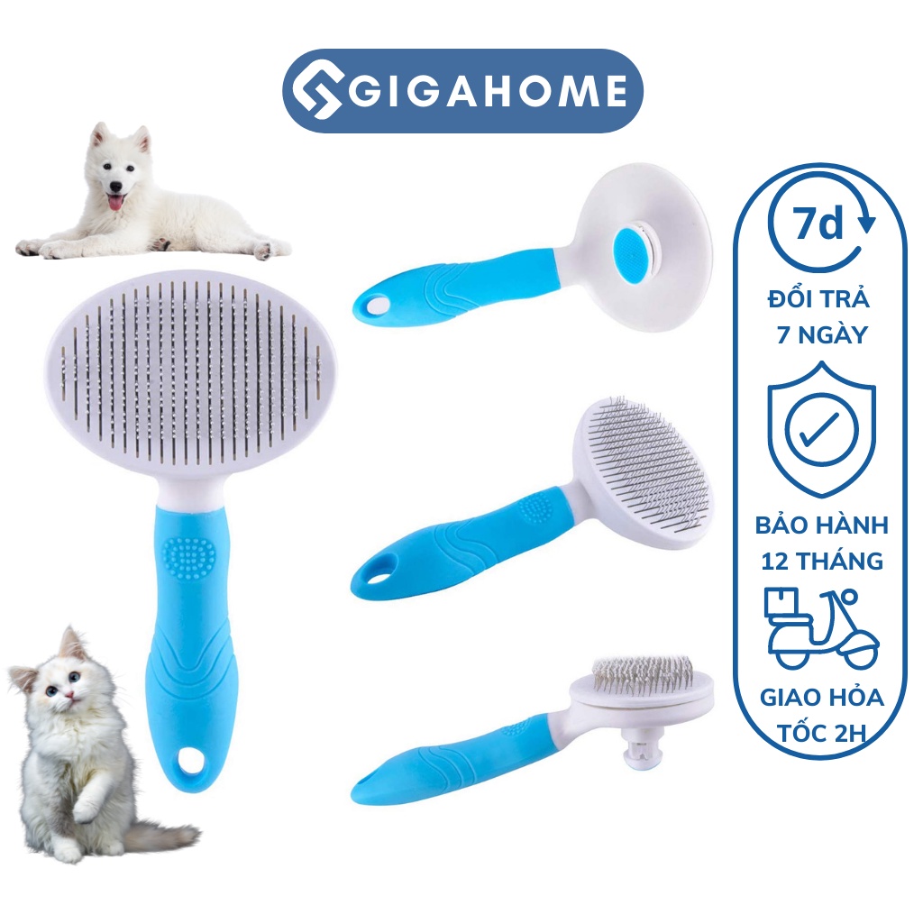 Lược Chải Lông Chó Mèo Có Nút Bấm GIGAHOME Massage Nhẹ Nhàng, Thoải Mái 8055