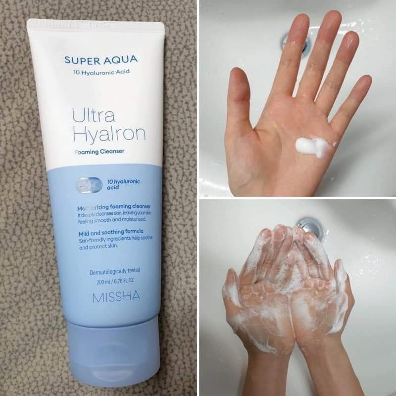 Sữa rửa mặt MISSHA Super Aqua 10 Hyaluronic acid Ultra Hyalon 200ml
