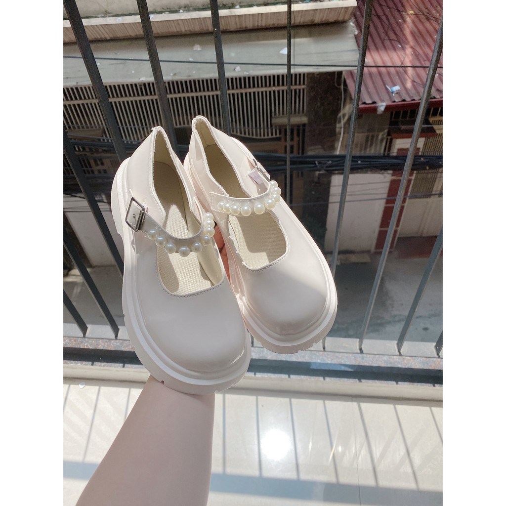 Giày Mary Janes mũi tròn quai đính hạt mã 2150