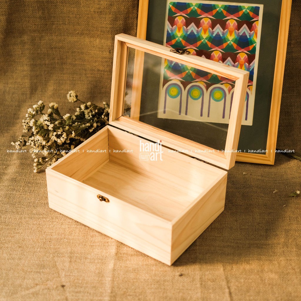 Hộp gỗ chữ nhật nắp kính - Hộp gỗ quà tặng - Woody Box💖𝐅𝐑𝐄𝐄 𝐒𝐇𝐈𝐏💖