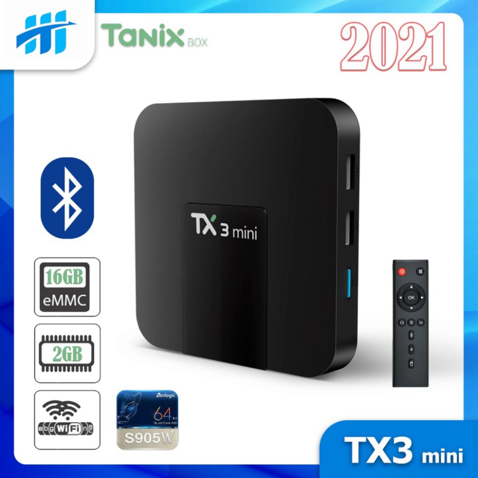 GIÁ SẬP SÀN Android Tivi Box TX3 mini - 2G Ram và 16G bộ nhớ, Bluetooth, AndroidTV 9 - Phiên bản 2021 ..