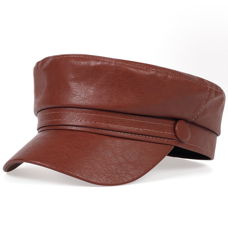 Mũ Beret Da PU Phong Cách Quân Đội Thời Trang Cá Tính Cho Nữ