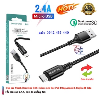 Cáp sạc bọc dù siêu tốc Borofone Bx54 Micro Usb