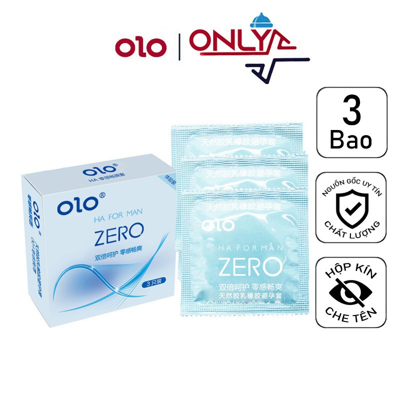 Bao cao su OLO Zero Ha For Man gấp đôi chất bôi trơn, siêu mỏng 0.01mm nội địa Trung 3 BCS