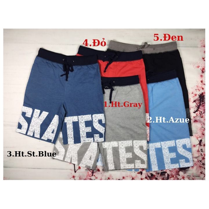 Quần short cotton cho bé trai từ 25- 44kg- Skates - Chill Thun cotton thoáng khí suốt ngày dài- Tomchuakids