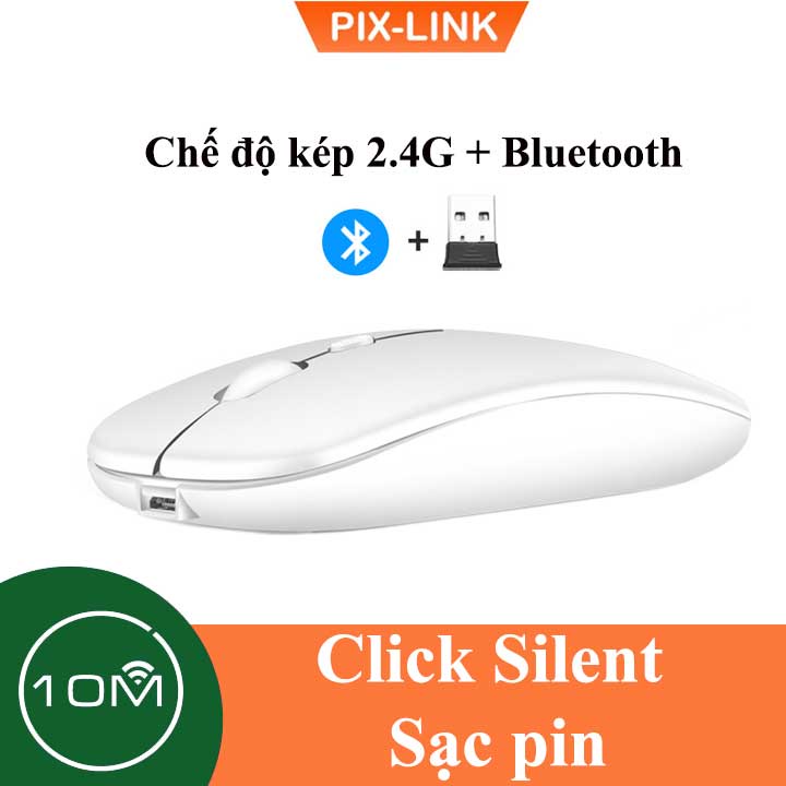 Chuột không dây Bluetooth wireless USB tự sạc pin PIX-LINK M90 siêu mỏng, chống ồn