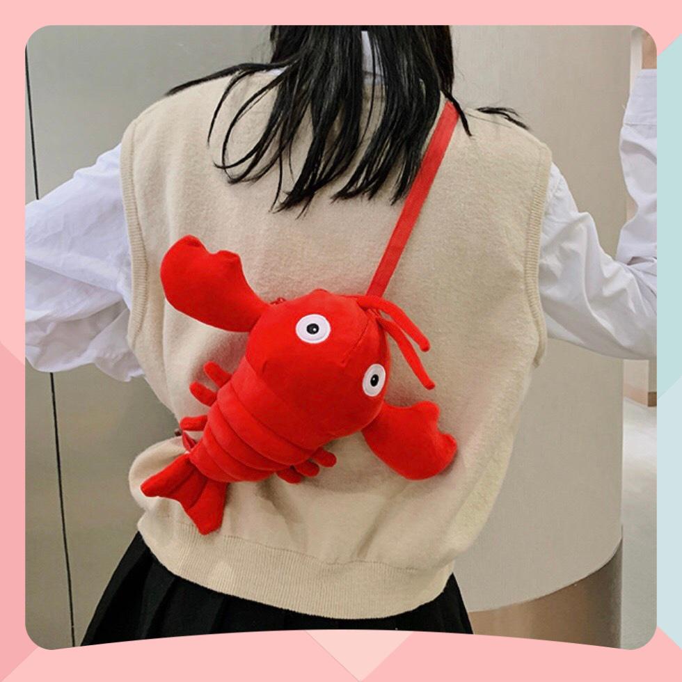 Túi Đeo Chéo Gấu Bông Hình Con Tôm - Túi Đeo Vai Con Tôm Xinh Xắn