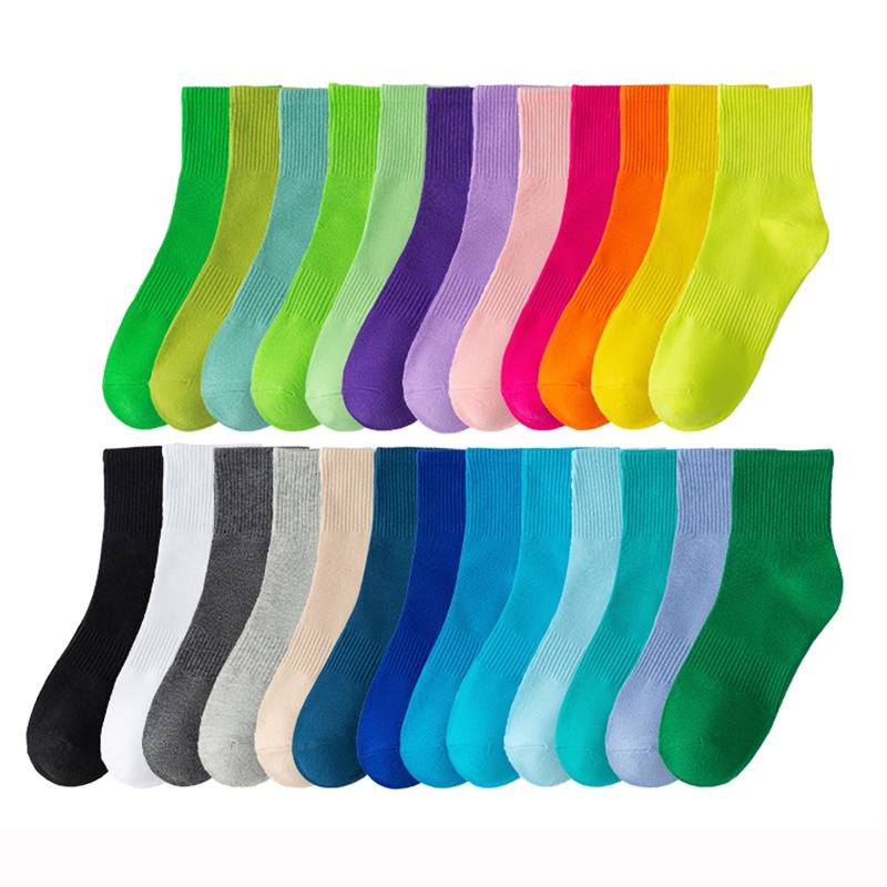 Vớ cotton dệt kim màu trơn kẹo ngọt đến cổ chân thời trang Hàn Quốc phù hợp với nữ