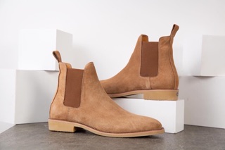 Giày chelsea boot da lộn nâu 2021