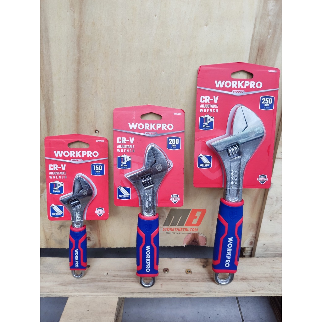 Mỏ lết (Cờ lê điều chỉnh được) thép CR-V cán nhựa Workpro / WP272010-WP272011-WP272012