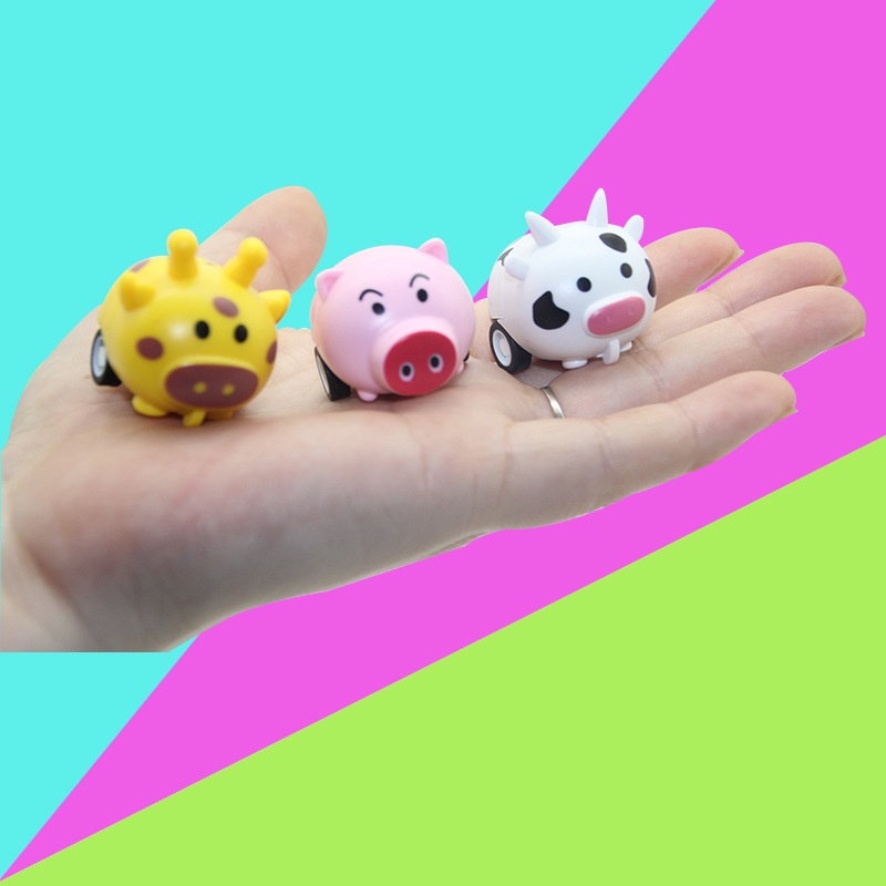 Mô Hình Đồ Chơi Xe Hơi Hoạt Hình Mini Kéo Phía Sau 6 Động Vật Cho Bé