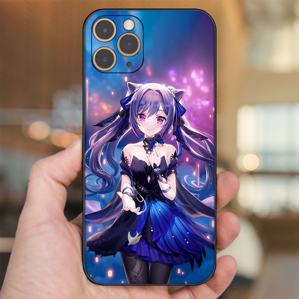 Ốp lưng iPhone 11 Pro dẻo đen cạnh vuông in hình Keqing Genshin Impact