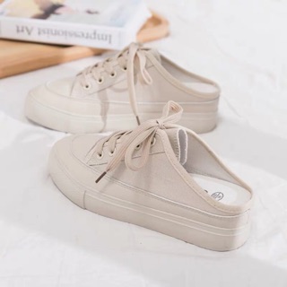 Giầy sục dáng thể thao đế 4,5cm siêu nhẹ sẵn ngà 34