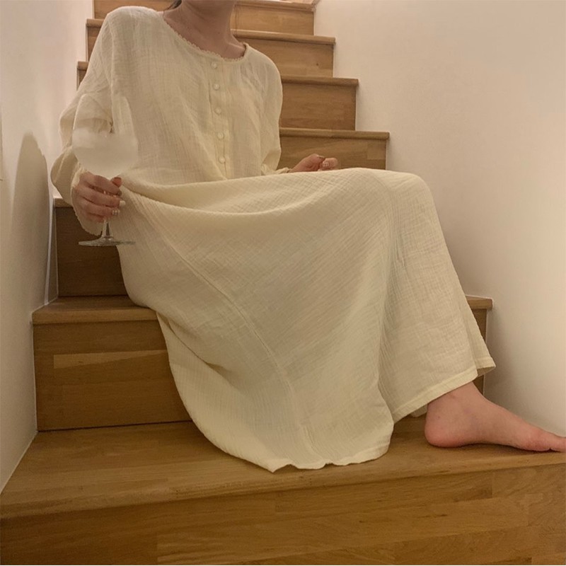 Váy ngủ VN014 tay dài vải xô muslin
